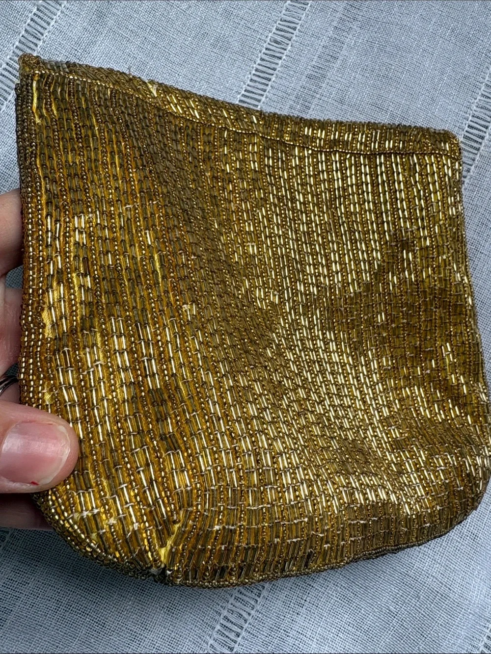 Tiffany Vintage Gold Beaded Lotus Flower Evening Clutch